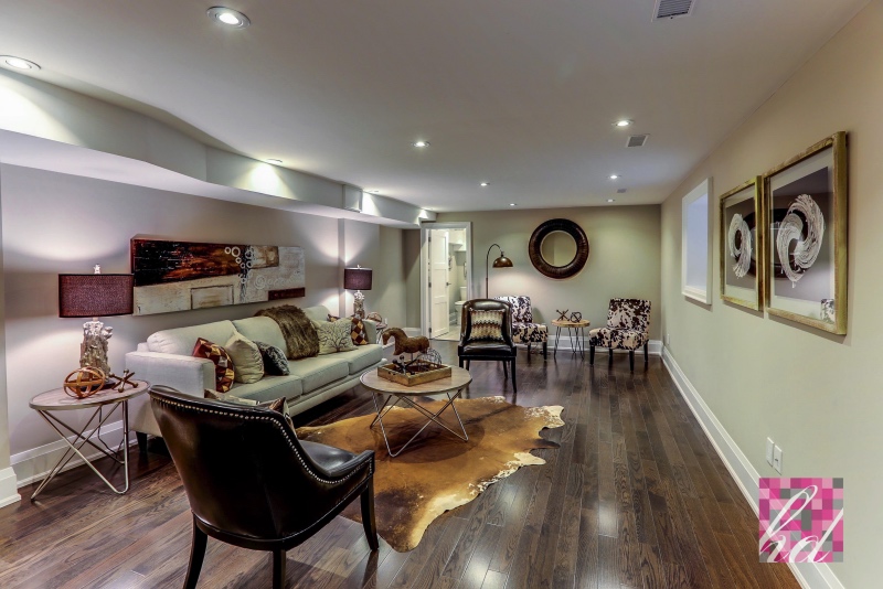 featured basement family room by Hope Designs Toronto's Leading Home Staging and Interior Decorating Firm